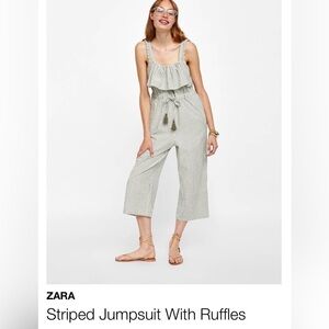 Zara Basic Boho Jumper Romper 100% Cotton Cropped Wide leg Size